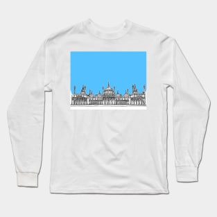 Brighton Royal Pavilion Facade Drawing ( Pale blue version ) Long Sleeve T-Shirt